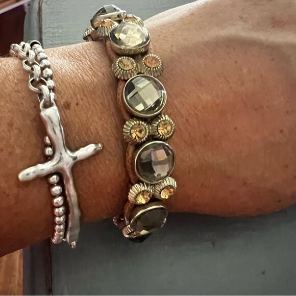 Bling Gold Tone Toggle Bracelet - Picture 8 of 11